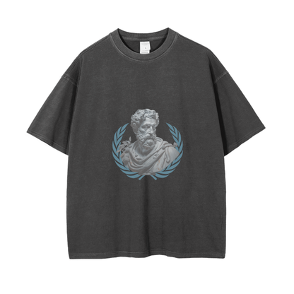 Vintage Style T-shirt with Stoic Inspiration in Subtle Black