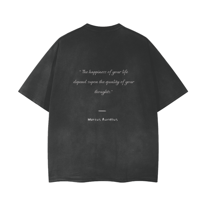 Vintage Black T-shirt feat "The happiness...your thoughts.”